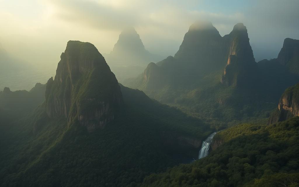 Tepui mountains and rainforest in Canaima National Park